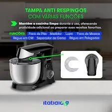 Lacrada Batedeira Planetária Turbo Tigela Inox 4,5L 12Velocidades 3 Batedores 1.000W 220V - Foto 3