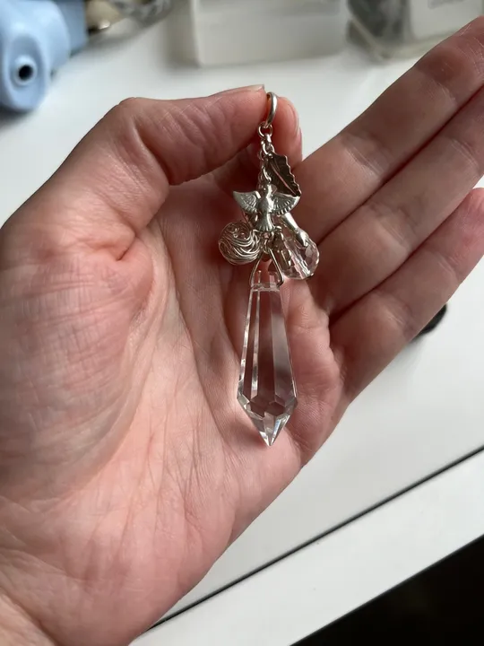 Pingente de Pádua em Cristal com pingentes em Prata 925