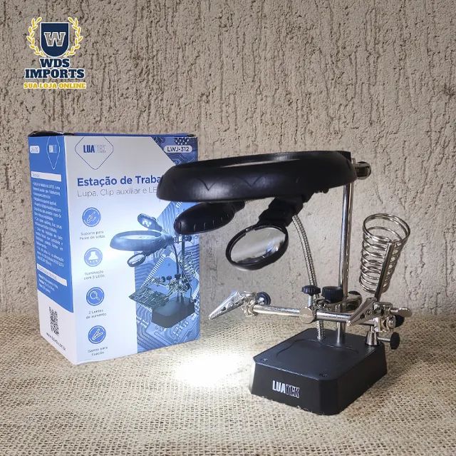 Lupa De Mesa E Bancada Led Luminária Com Clip Eletrônicos - Foto 2