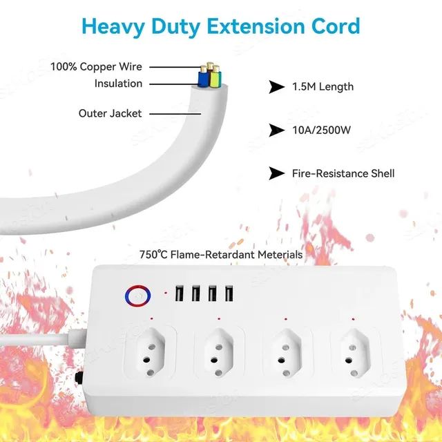 Régua Extensão Tuya smart 4 Tomadas 4 USB - Foto 5