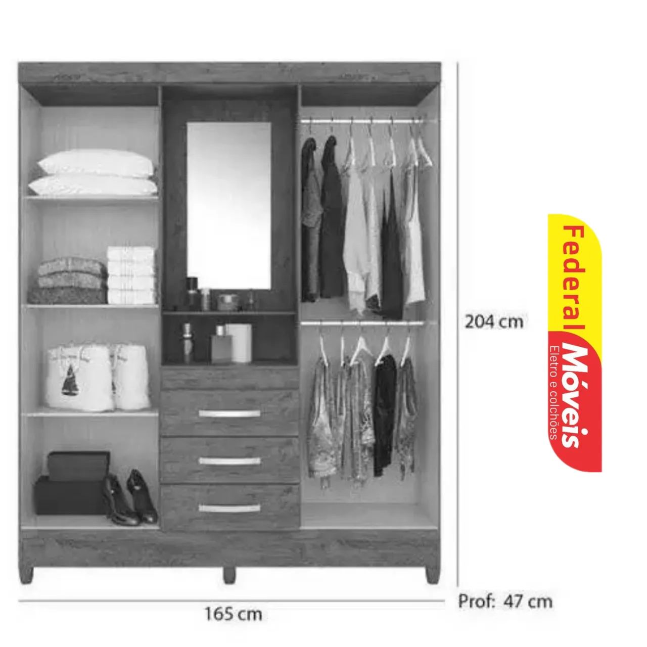 Guarda Roupa 4 Portas e 3 Gavetas Novo Pronta Entrega - Foto 2