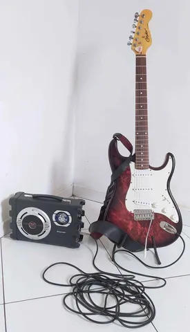 Kit Guitarra Condor RX20, Cubo Ecopower EP 2190, 6 mts de cabo P10, Pedestal e Capa.