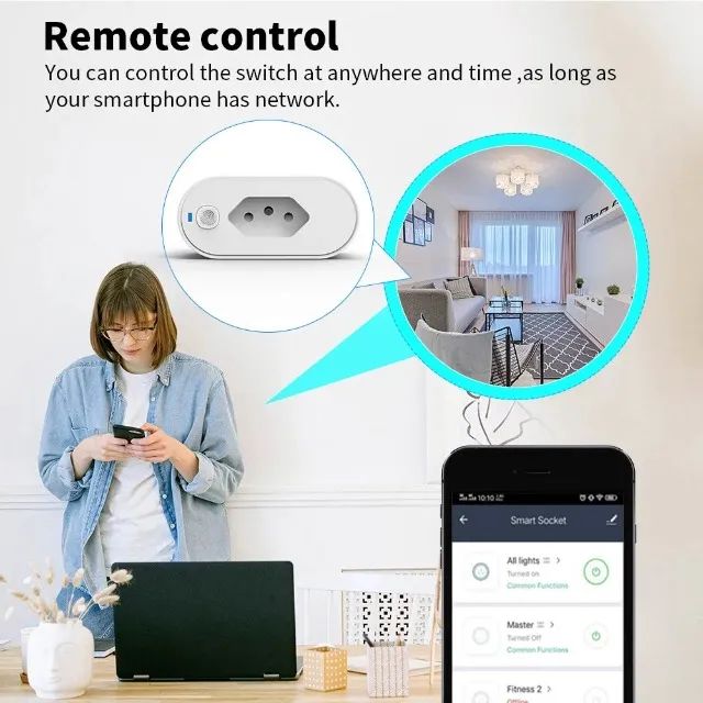 Adaptador de soquete Tuya WiFi, controle Smart Life - COD 1186 - Foto 4