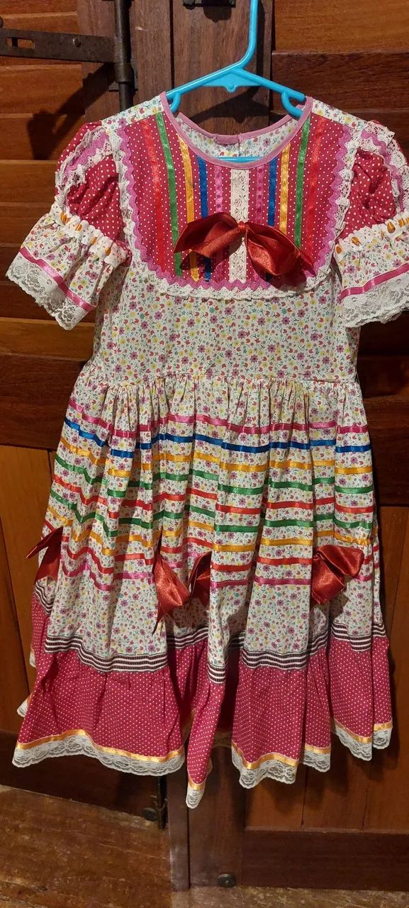 Vestido Infantil Festa Junina Colorido