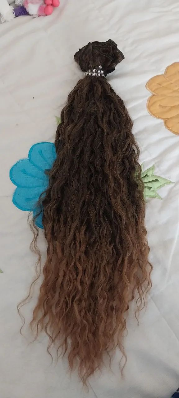 Vebdo Cabelo cacheado 60 cm de comprimento 160 gramas 5 telas de cabelo para mega! - Foto 5