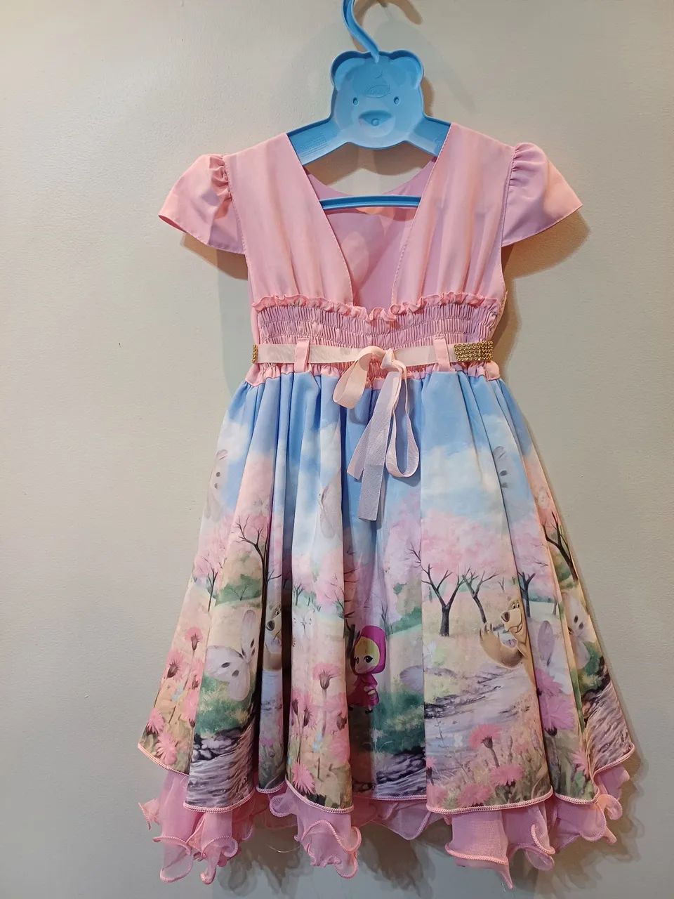 Vestido Infantil Masha e o Urso semi-nova,  com pouquíssimo uso - Foto 2