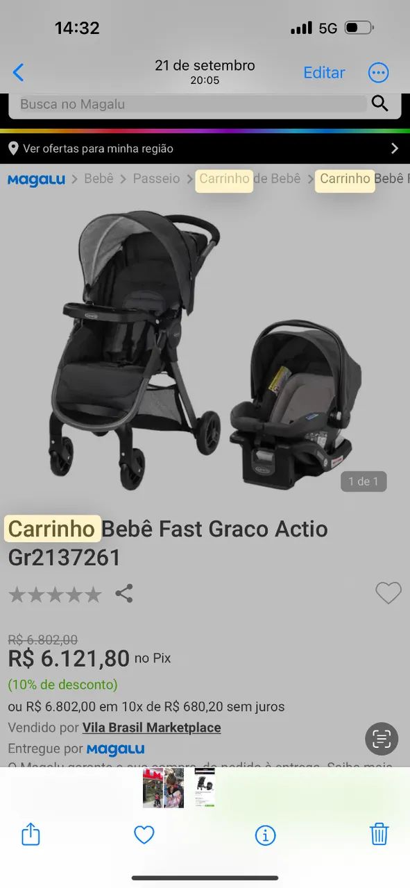 Carrinho de bebê  Graco Click Connect - Foto 3