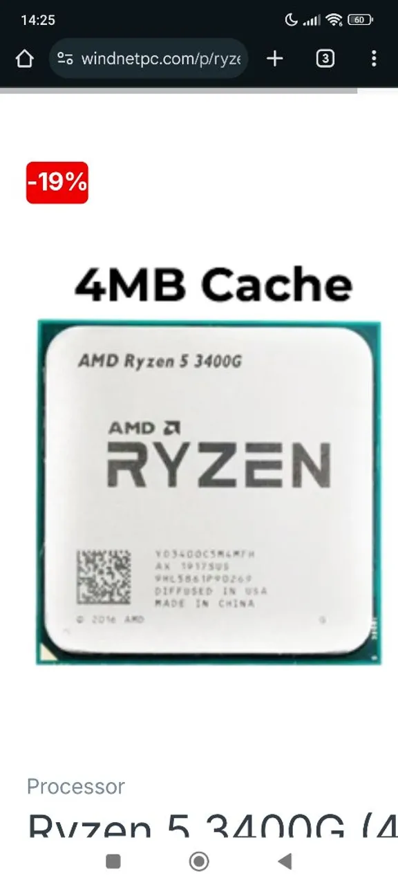 Processador AMD Ryzen 5 3400G 4MB Cache