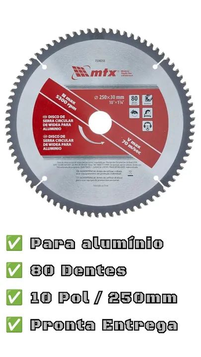 DISCO DE SERRA PARA ALUMÍNIO 10 POL  - Foto 2