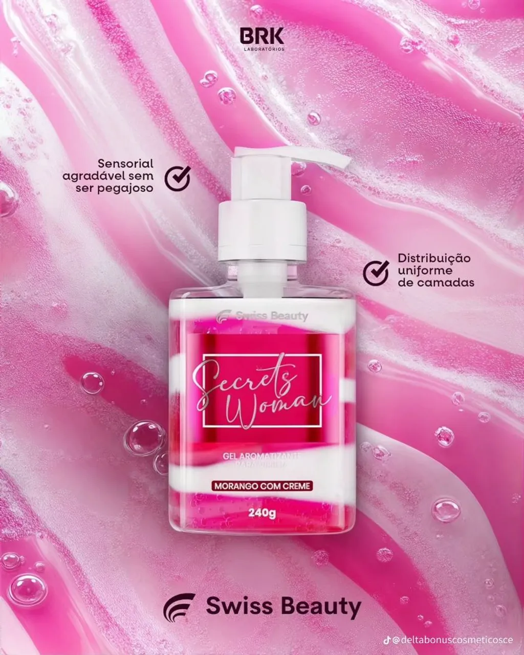 Secrets Woman Gel Aromatizante Morango com Creme 240g