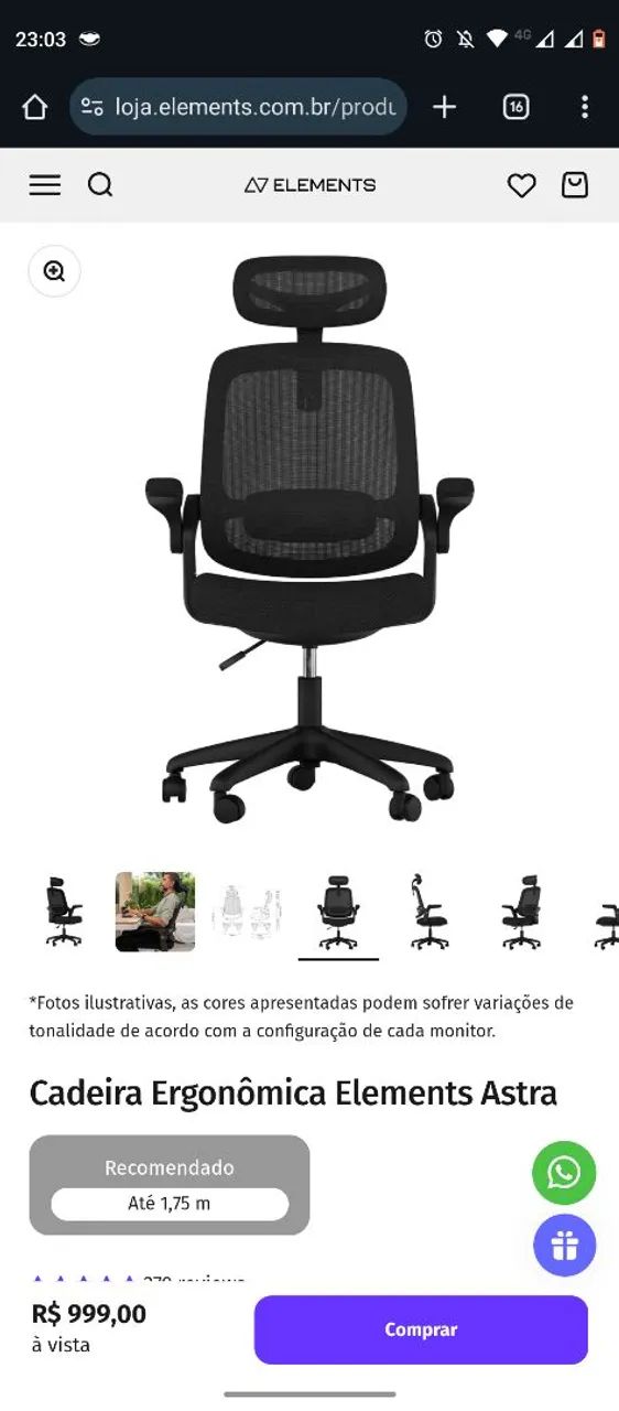 Cadeira Ergonômica Elements Astra - Preta - Foto 2