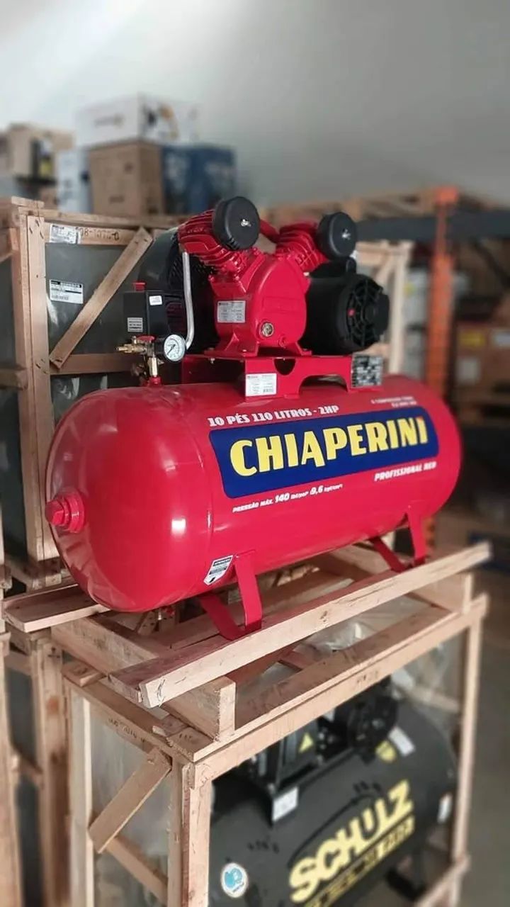 Compressor de ar 110 Litros 10Pcm 140 libras motor web 2hp Chiaperini Red (Nova) - Foto 2