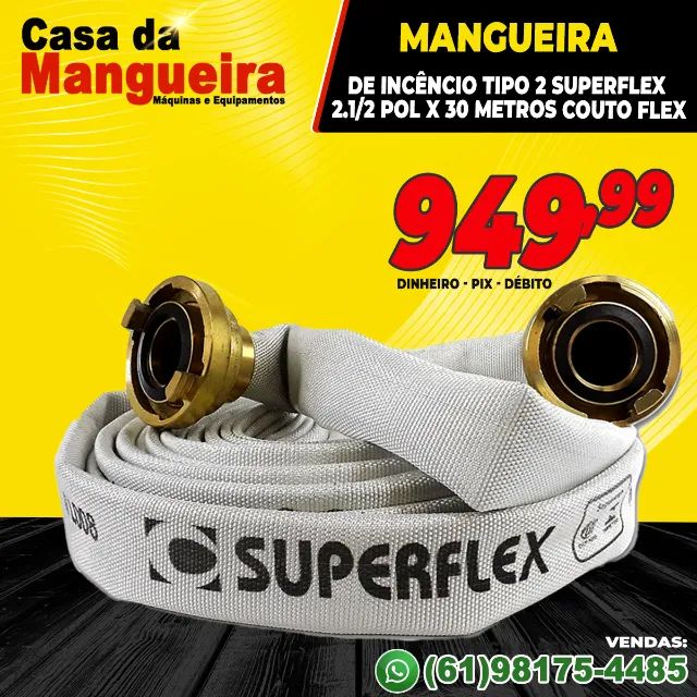 Mangueira de Incêncio Tipo 2 Superflex 2.1/2 Pol x 30 Metros Couto Flex