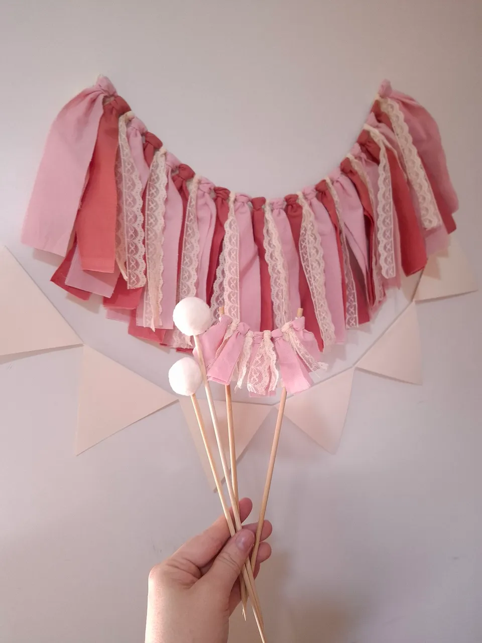 Festa boho Chic - topo de bolo e bandeirolas