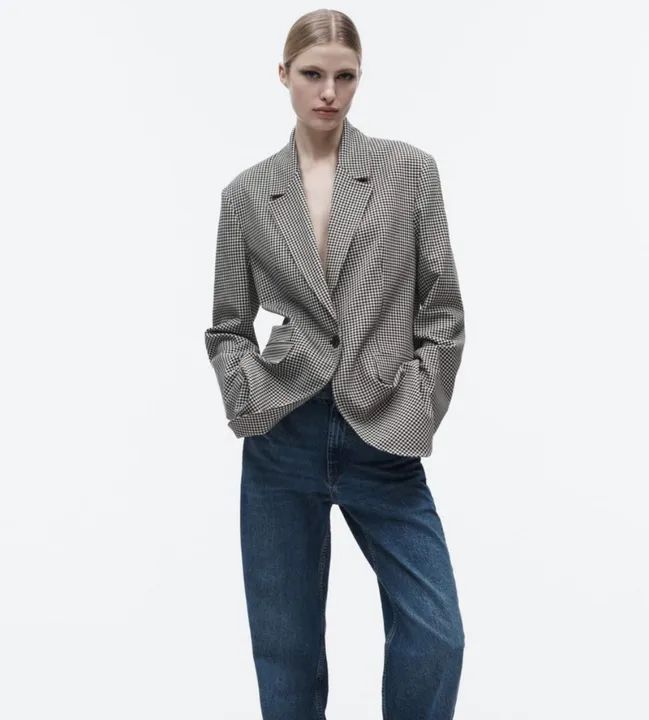 Blazer reto xadrez vichy feminino