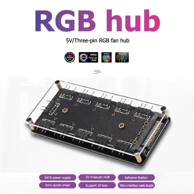 Hub 10 Portas Para Coolers E Fitas Argb