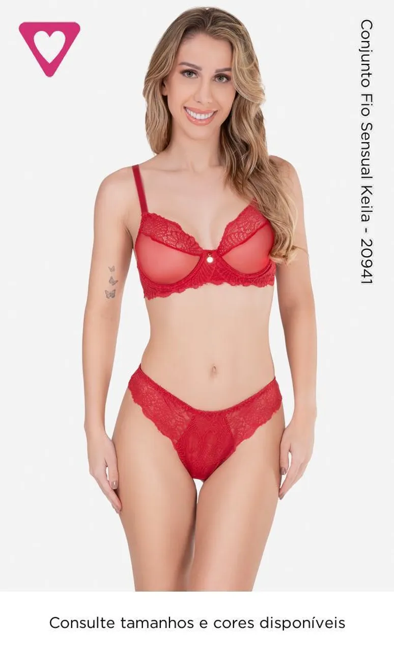 Conjunto fio sensual Keila vermelho