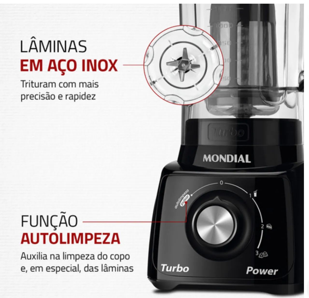 Liquidificador Mondial Turbo Power - Preto - Foto 2