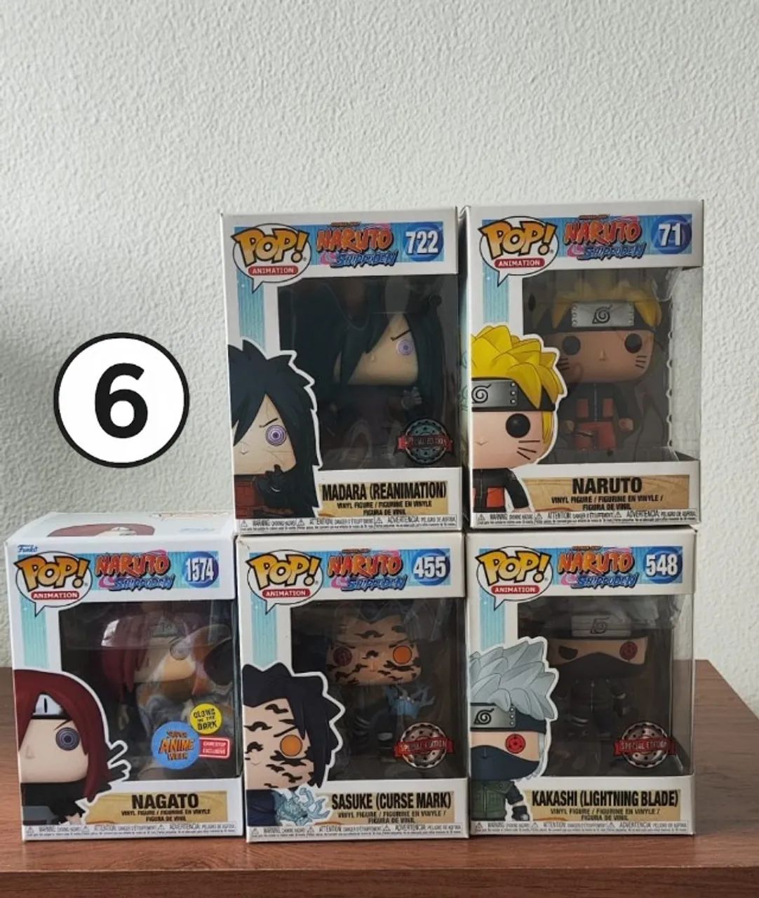 Conjunto Funko Pop Naruto Madara/Naruto/Nagato/Sasuke/Kakashi