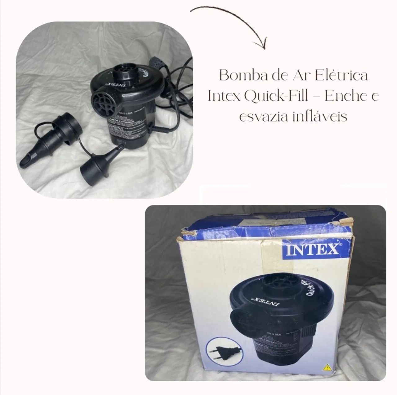 Bomba de Ar Elétrica Intex Quick-Fill - Enche e esvazia infláveis  - Foto 3