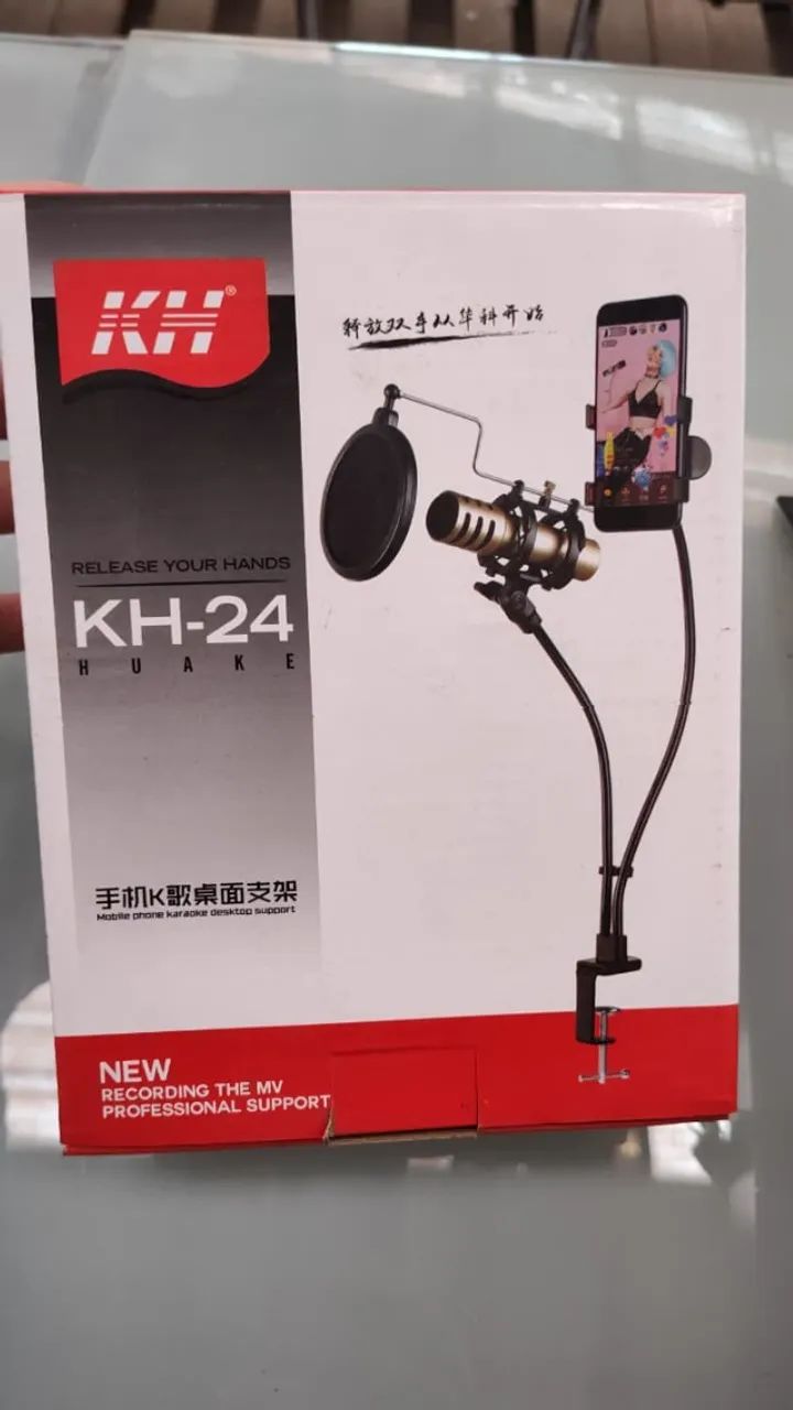 Suporte Articulado Braço Celular e Microfone Mesa