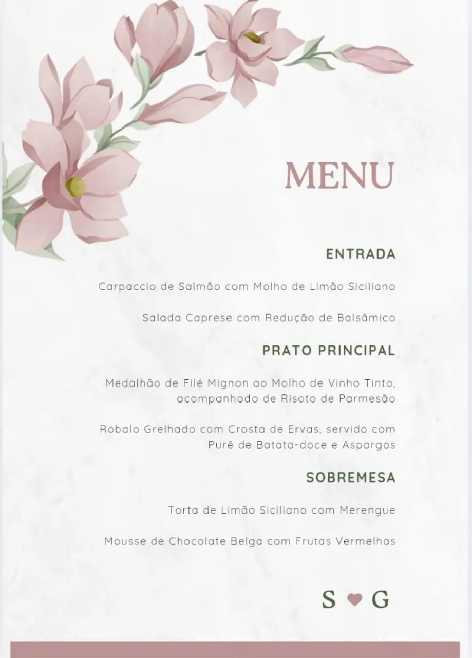Cardápio casamento 