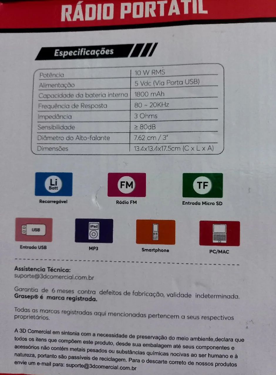 Caixa Bluetooth Grasep D-3139 , Nova - Foto 4