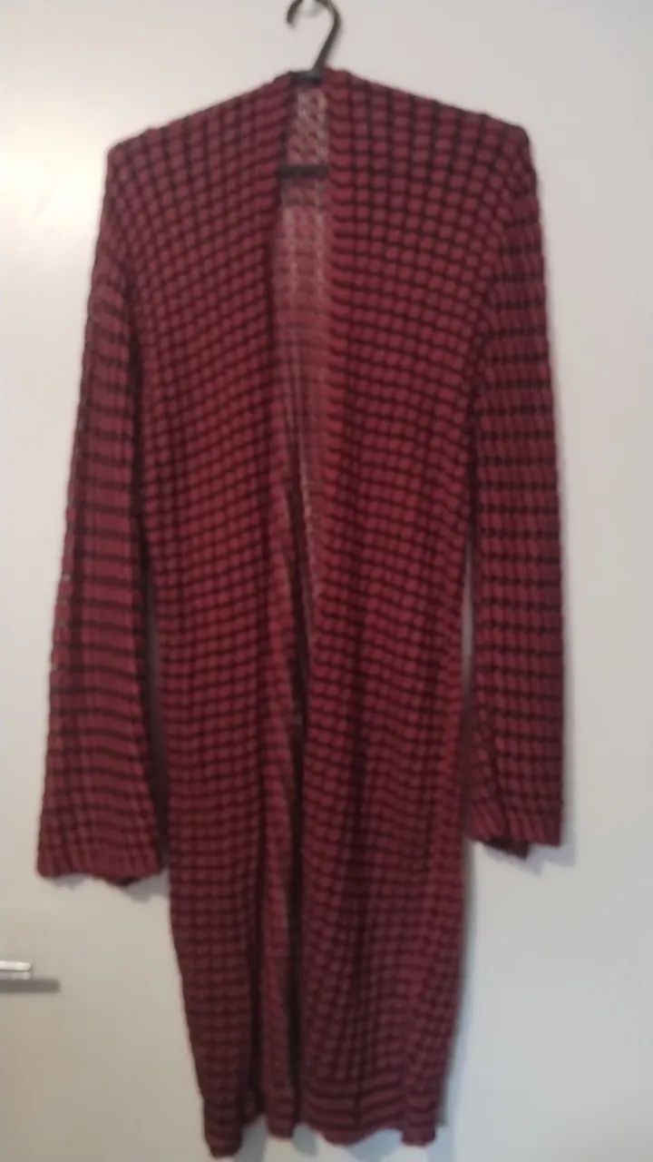 Cardigan longo vermelho