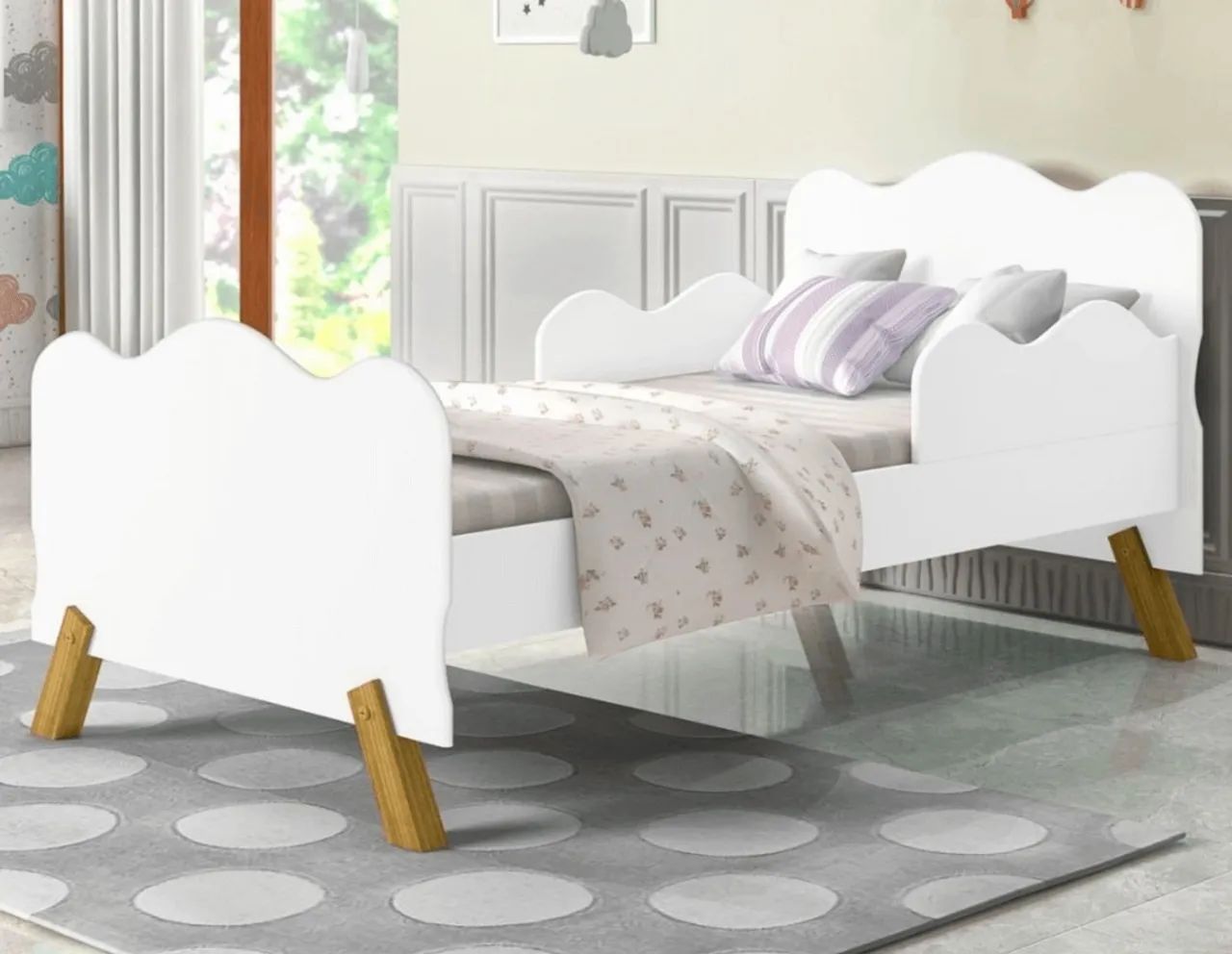 Cama Infantil  Branca com Guarda Lateral