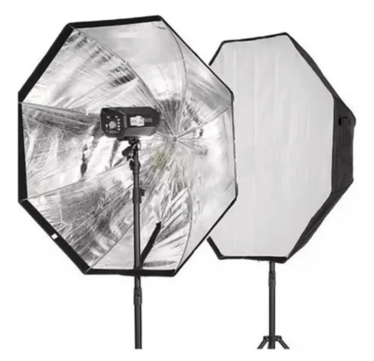 Kit softbox Godox 80cm c/ gride + tripé +  sup lâmpada duplo - Foto 2