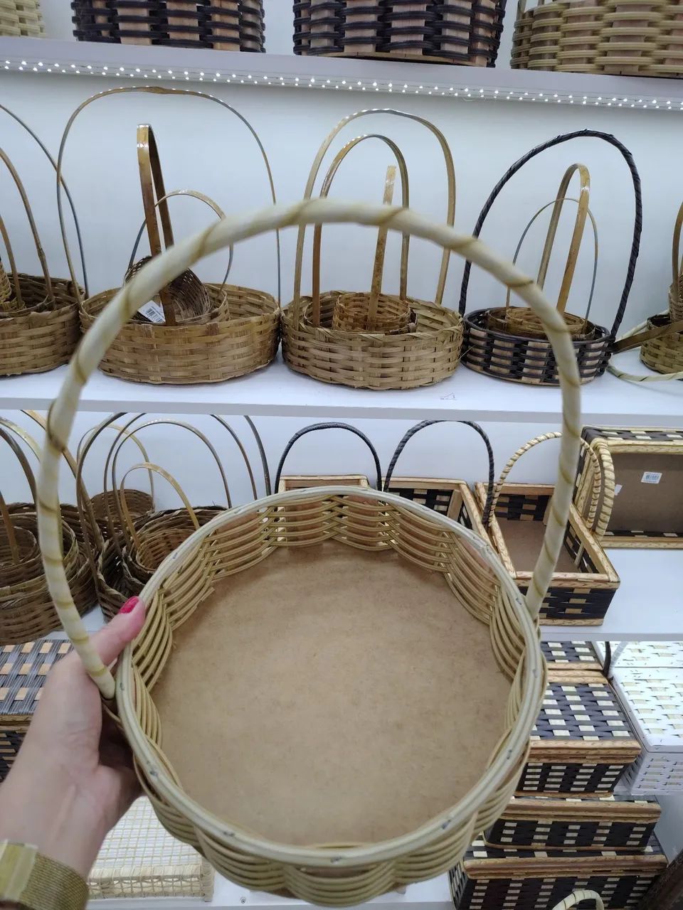 Cesta Sintética Redonda 25 cm para café da manhã decoração, presente.