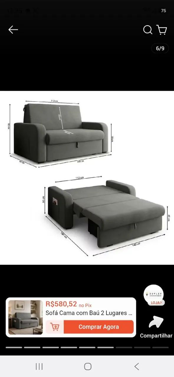 Sofá-cama com baú - Foto 3