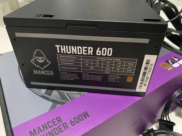 Fonte Mancer Thunder 600W ATX 80 Plus Bronze com PFC Ativo - Foto 3
