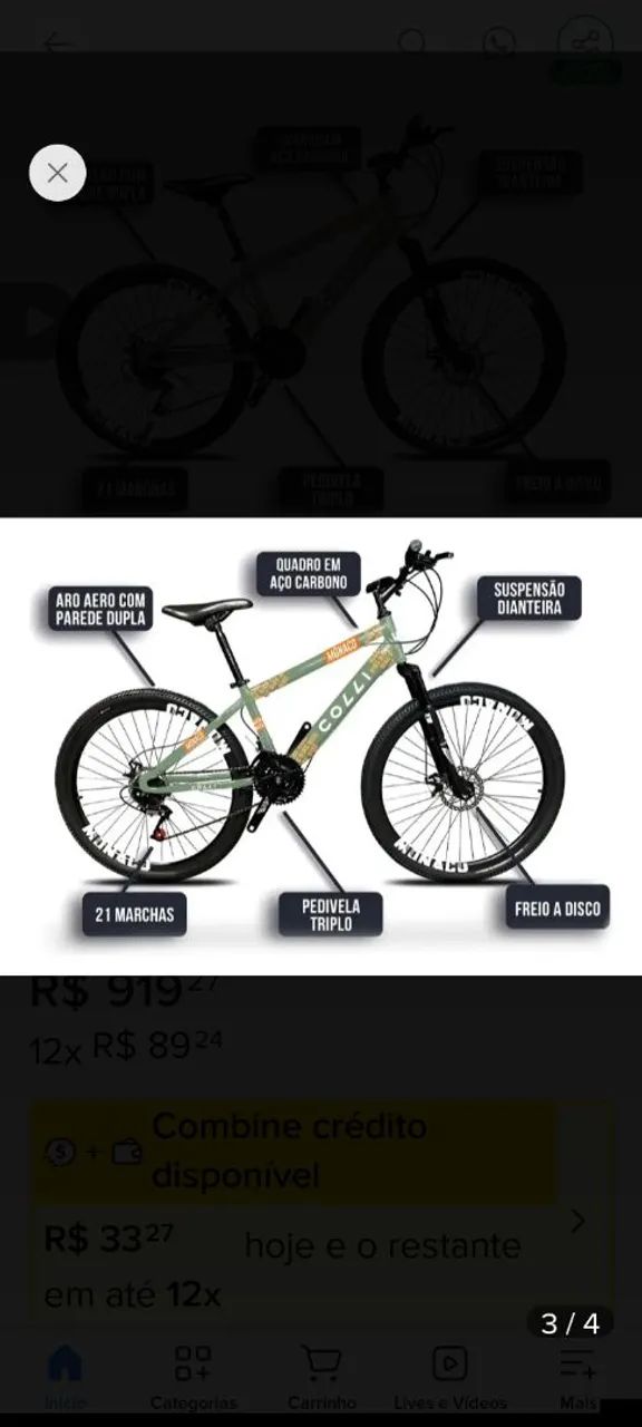 BARBADA!! Bicicleta Colli Mônaco Aro 26 em ótimo estado