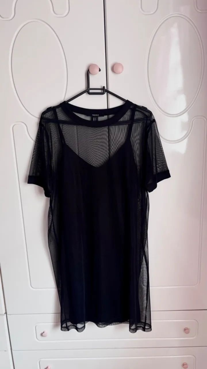 vestido tule preto forever 21