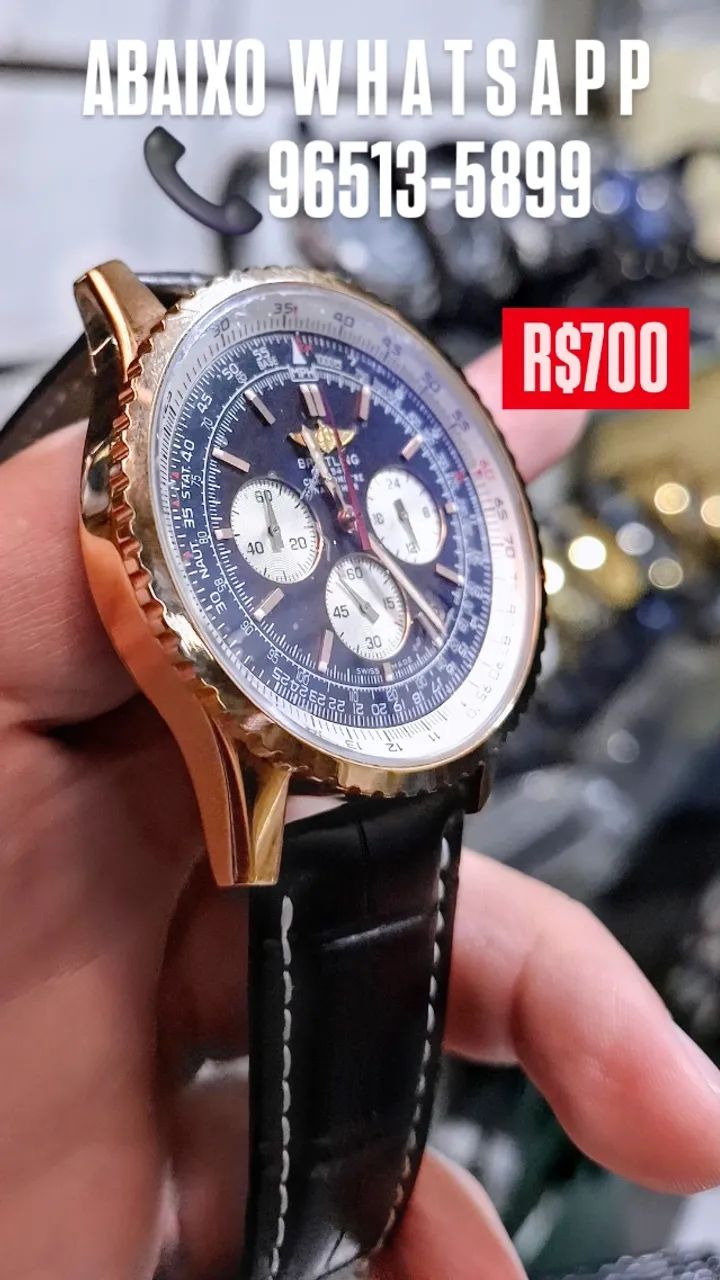 Relógio BREITLING NAVITIMER PULSEIRA DE COURO CAIXA DOURADA - Foto 3