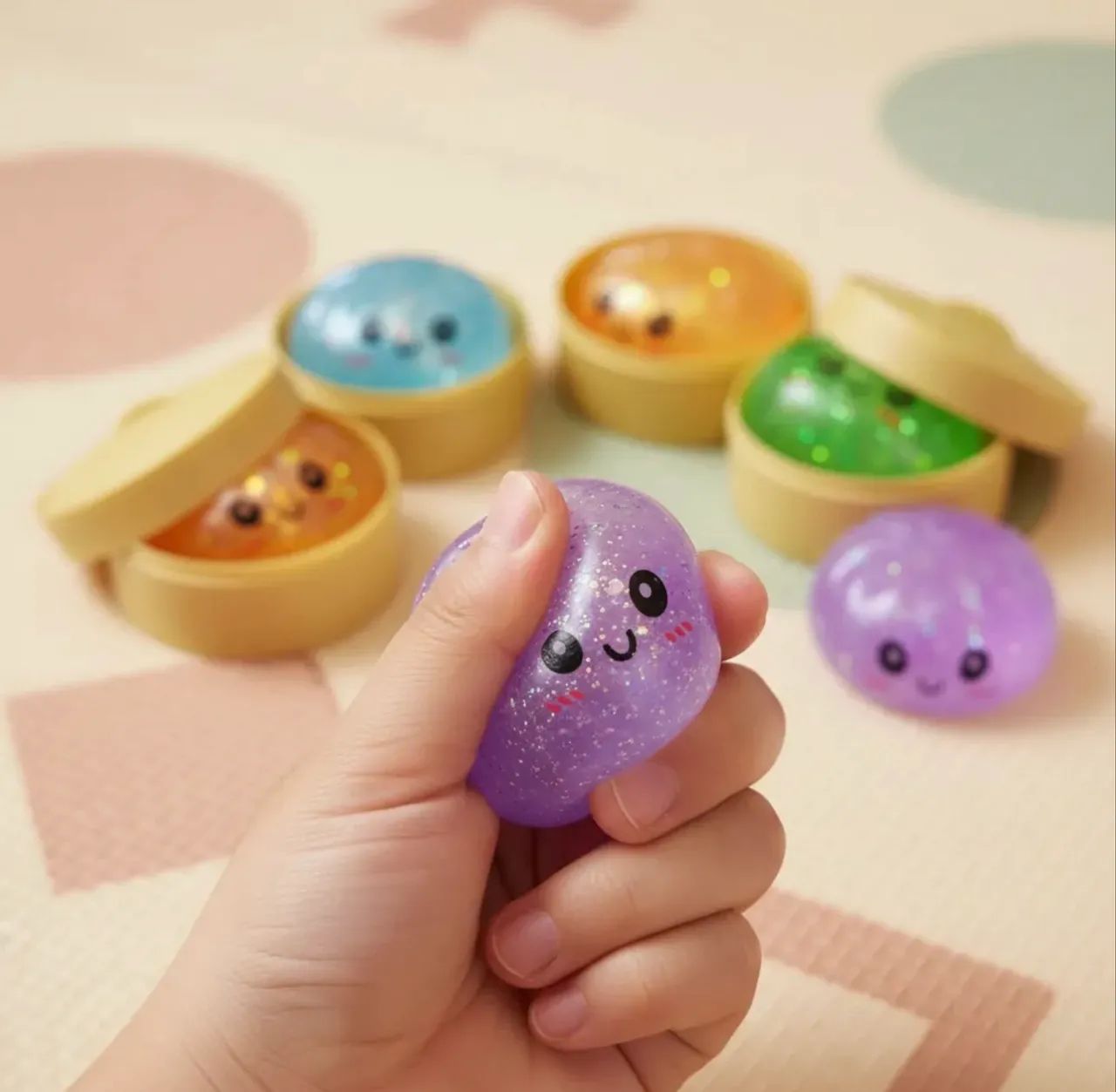 Mini Squishy Bolinho Chinês C/ Glitter E Cesto  - Foto 3
