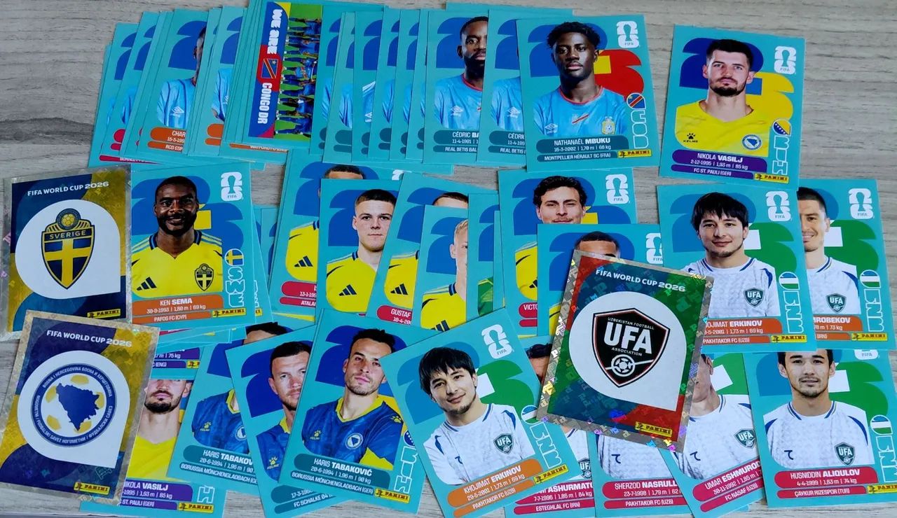 Figurinhas Copa do Mundo 2026  COD SWE BIH UZB 