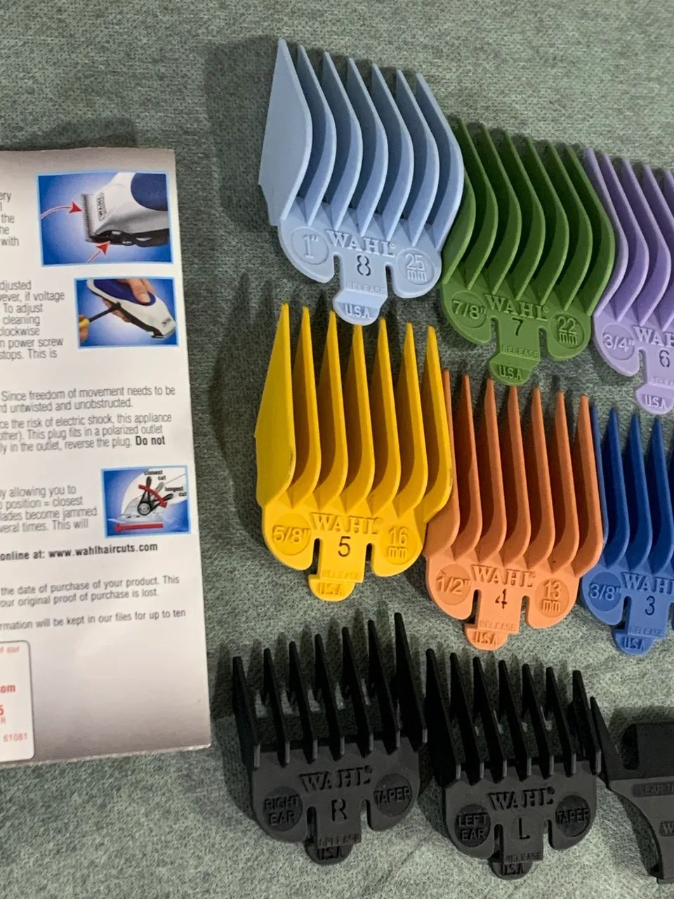 Kit de Pentes para maquina de cortar cabelo Profissional _Original Wahl EUA com 8 Peças  - Foto 5