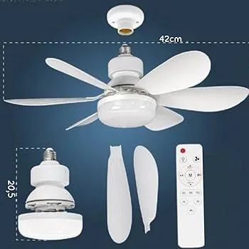 Ventilador de Teto E27 Silencioso Com Luz LED 60W Controle Remoto - Foto 6