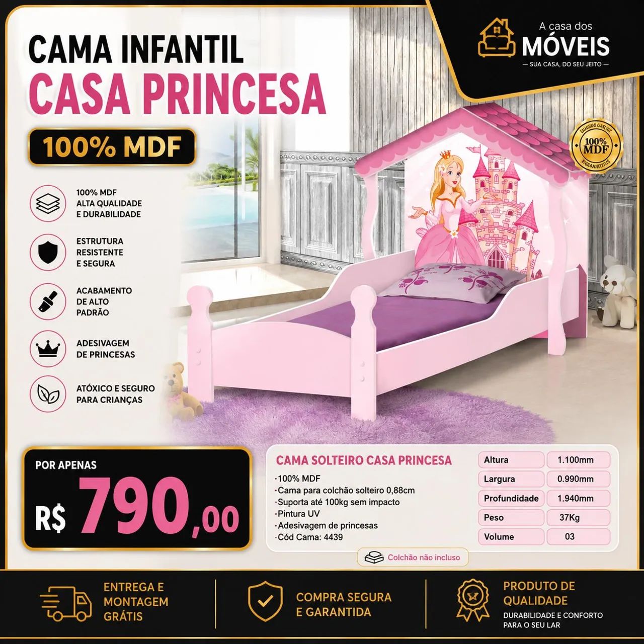 Cama casa princesa 