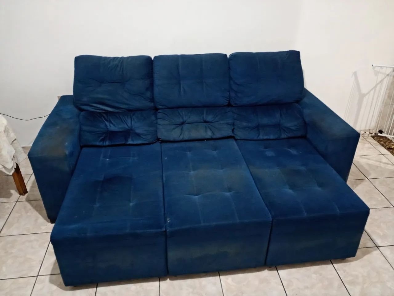 Sofá retrátil azul grande 2.20 cm 