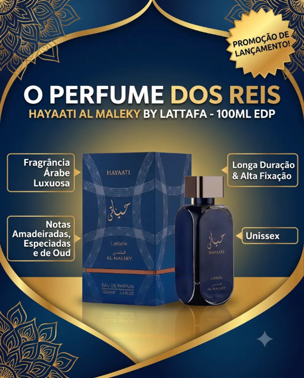 Perfume Hayaati Al Maleky Eau De Parfum 100ml Lattafa 100 mL - Foto 4