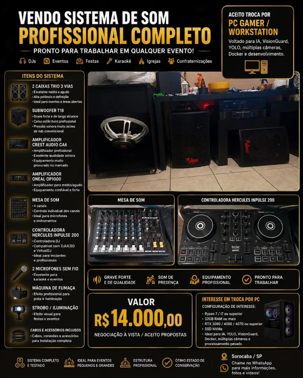 Som completo para eventos 