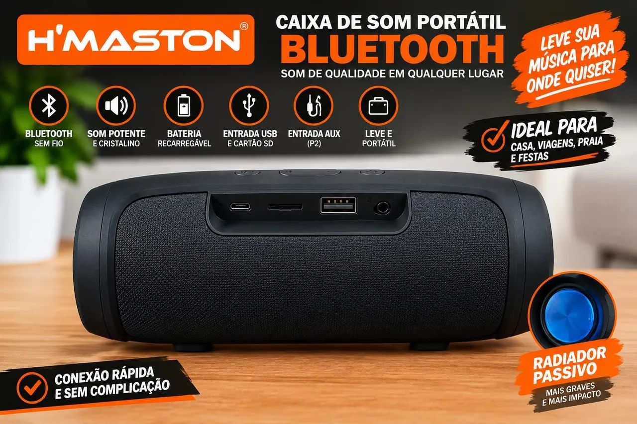 Caixa de Som Portátil H?MASTON H007 Bluetooth - Foto 3