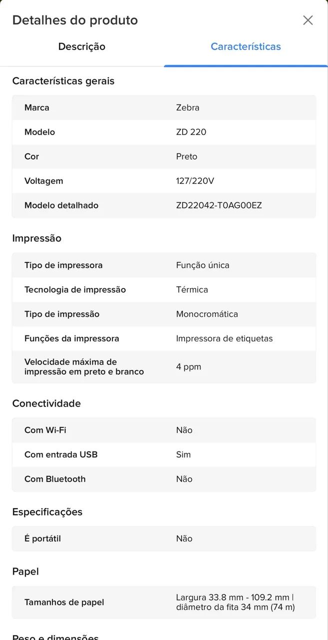Impressora zebra Zd 220 - Foto 3
