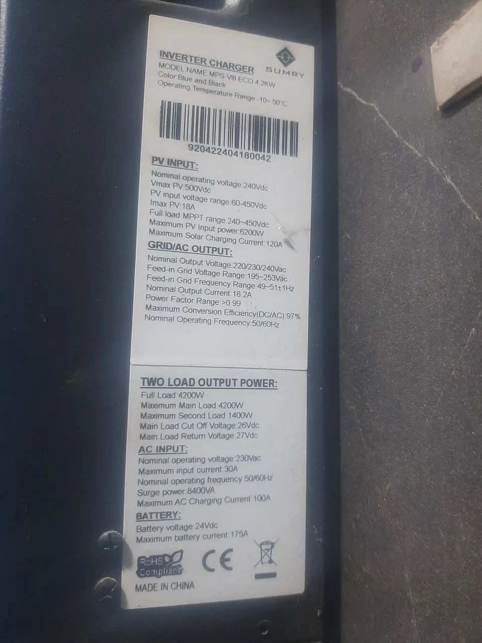 Inversor híbrido sumry 4200 watts  - Foto 2