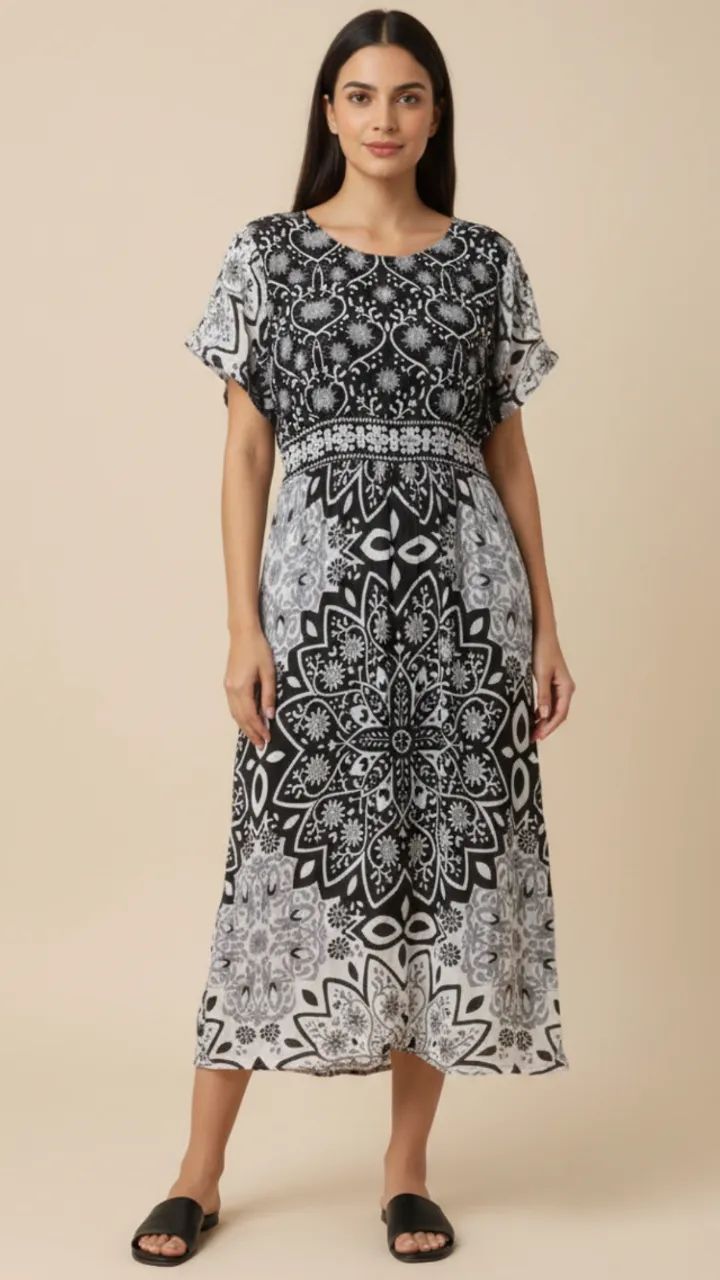 Vestido midi em viscose, - Foto 2