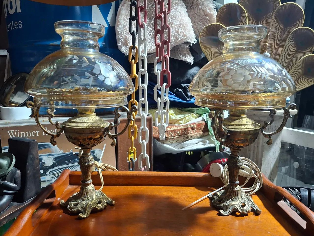 Par de abajures em bronze