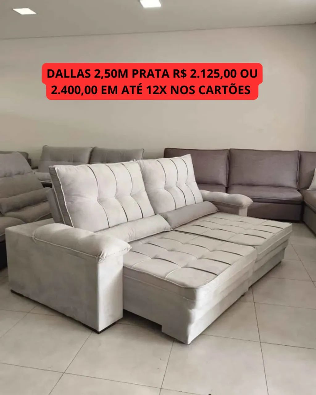 Sofá retrátil e reclinável novo 2,50 metros 1 ano de garantia 